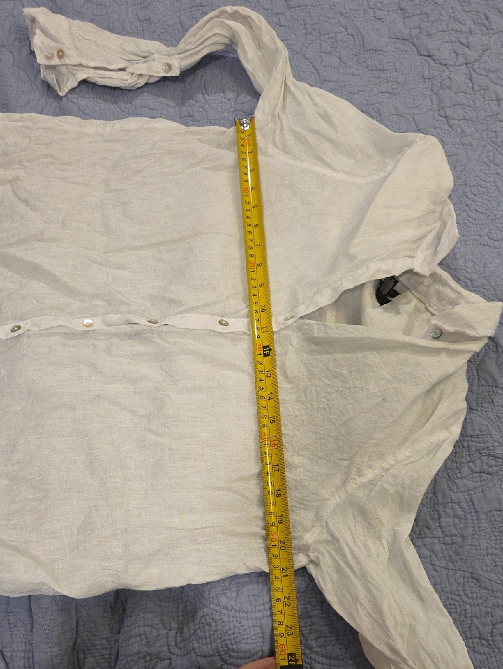 Tahari White Linen Button-Front Long Sleeve Blouse Size XL! - Picture 6 of 8